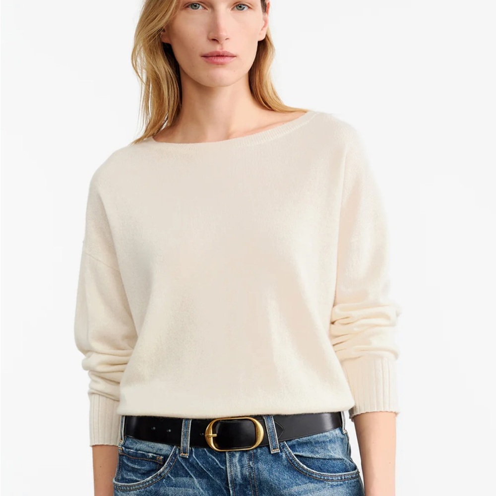Nili Lotan  Soft Cream Boyfriend Cashmere Sweater